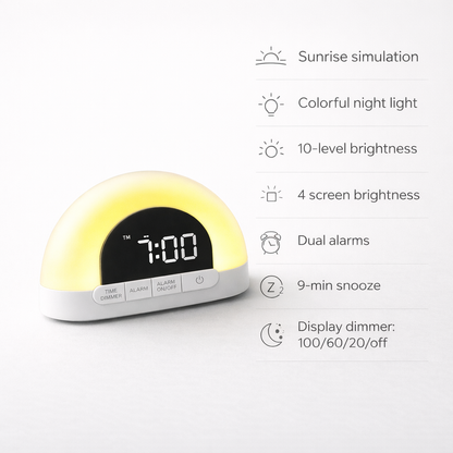 Sunrise Wake-Up Light Alarm Clock (White)