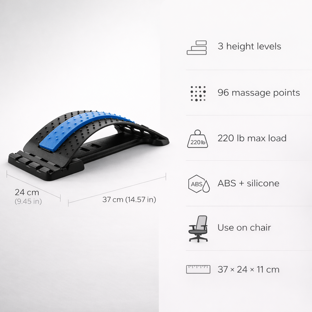 Adjustable Lumbar Back Stretcher (3-Level Arch Support)