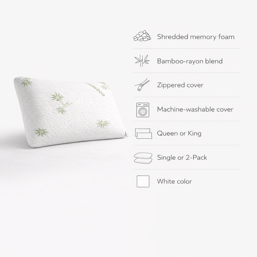 Bamboo Blend Shredded Memory Foam Pillow