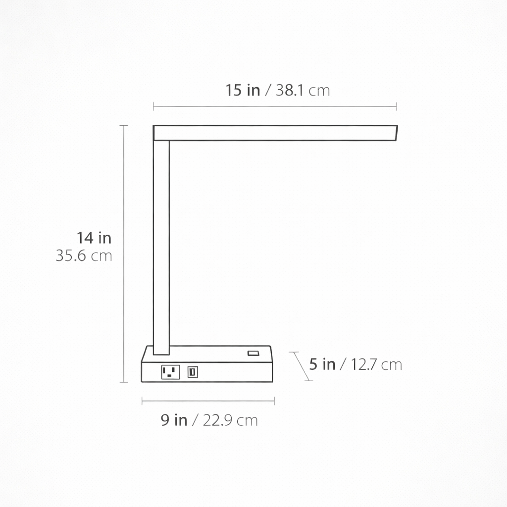 Pewter LED Desk Lamp with USB + Power Outlet