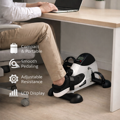 Mini Under-Desk Pedal Exerciser with LCD Display