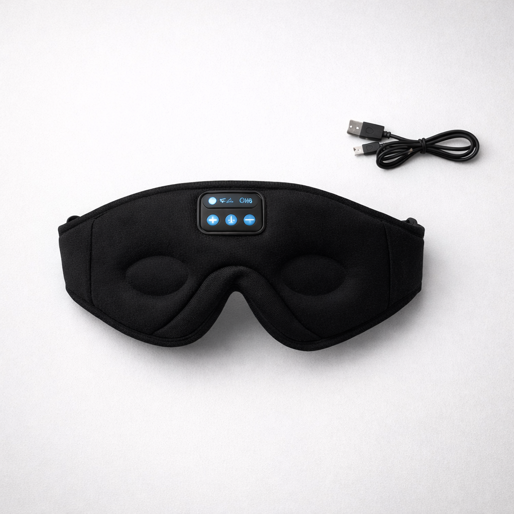 Bluetooth Blackout Sleep Mask with Stereo Speakers + Mic