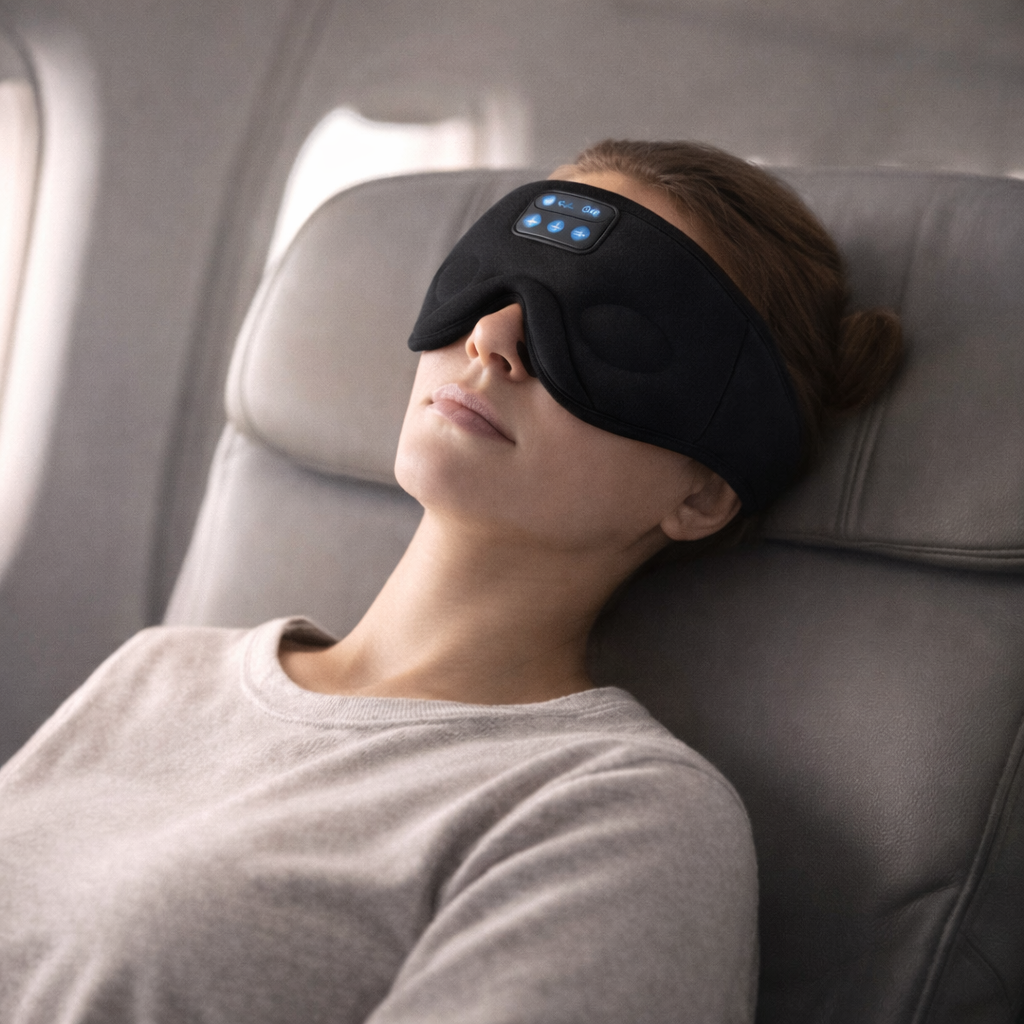 Bluetooth Blackout Sleep Mask with Stereo Speakers + Mic