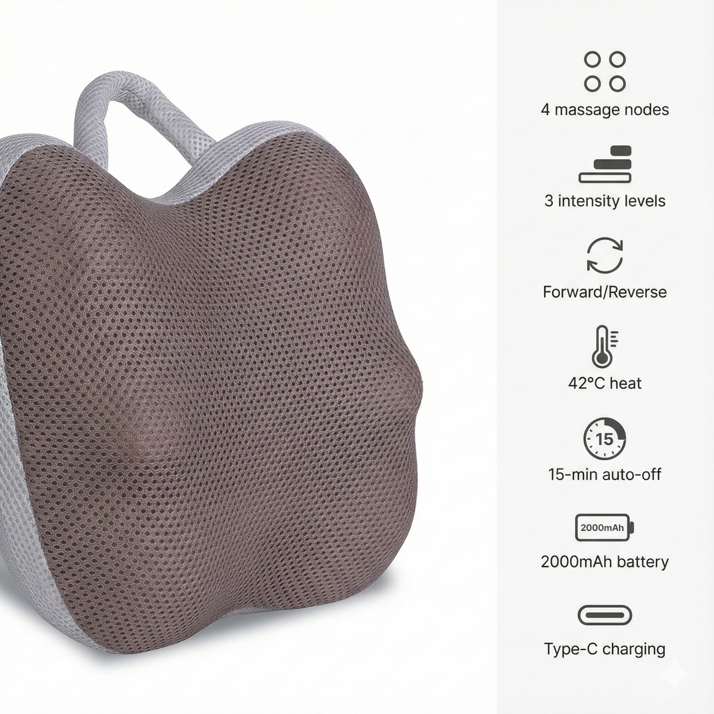 Cordless Shiatsu Back & Waist Massager Pillow