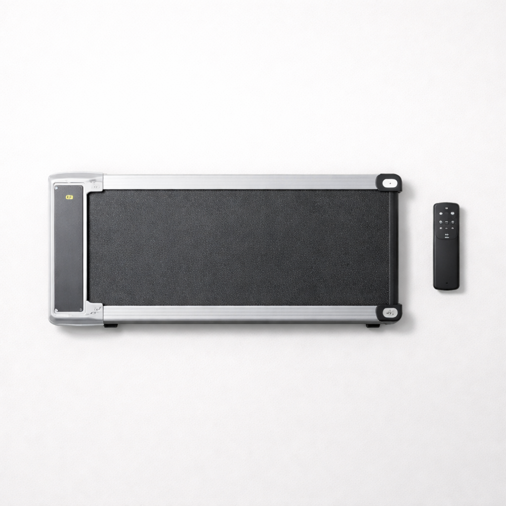 Portable treadmill with remote control on a white background