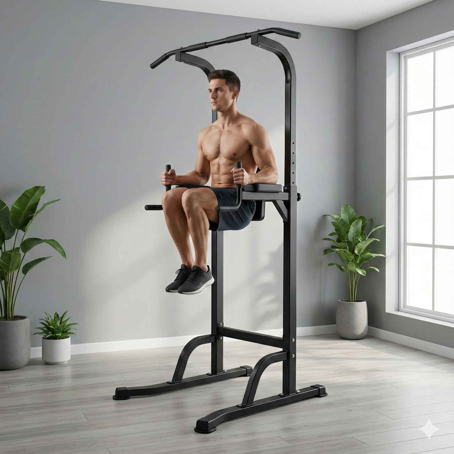 Adjustable Power Tower Pull-Up & Dip Station